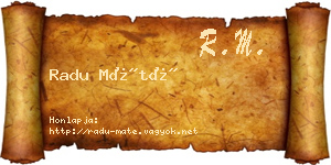 Radu Máté névjegykártya